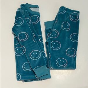 Carter's 2-Piece Teal Smiley Face Print Cozy Velour Pajama Set Girls Size 4